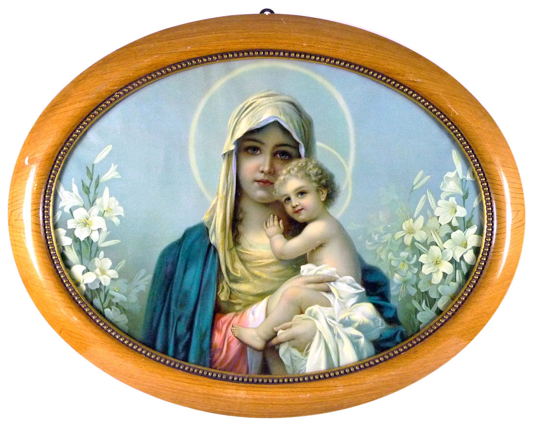 Bild Maria und Jesus in ovalem Rahmen